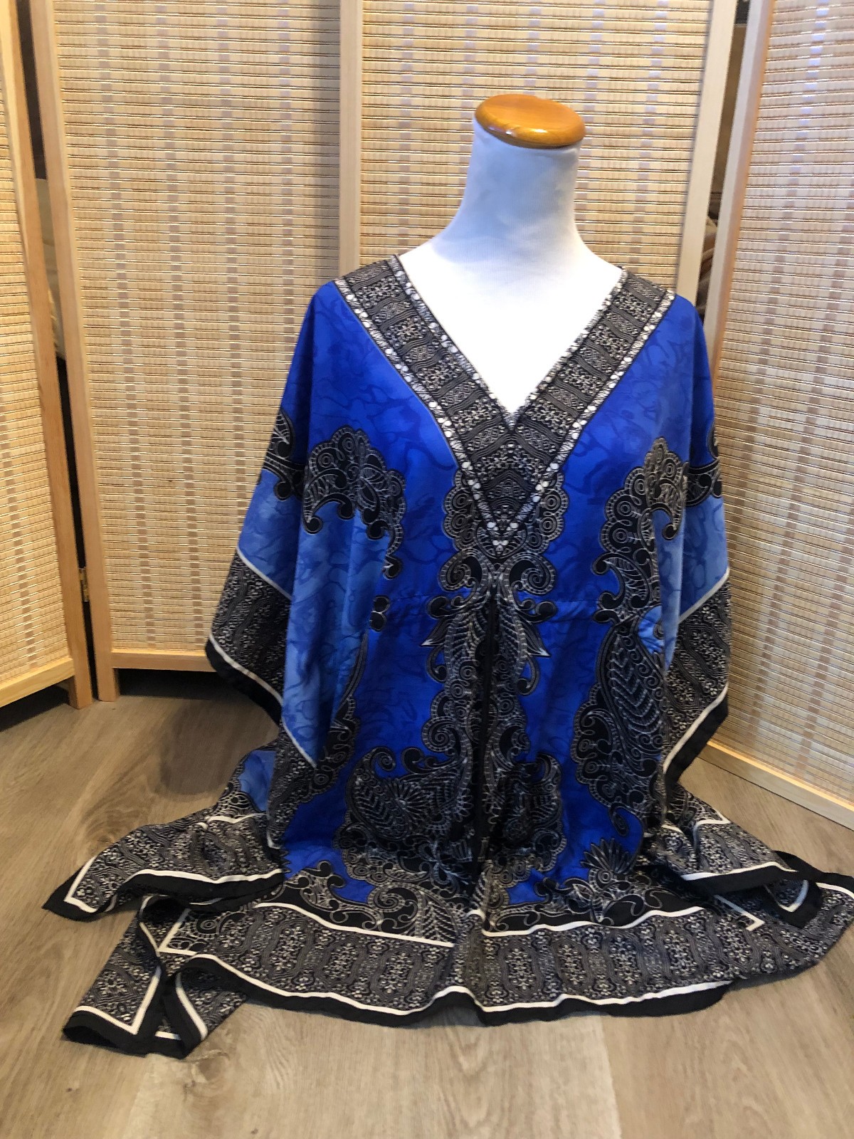 Hawaiian Dress Sleeveless ONE SIZE FITS ALL Black and Blue 100% Terivoile 321