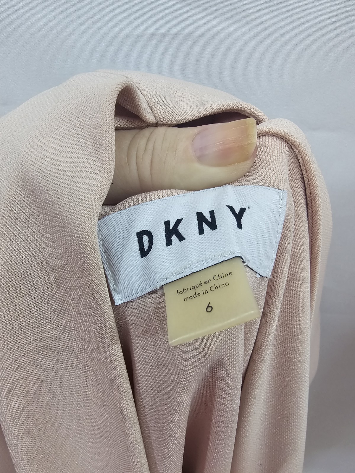 DKNY Pleated Surplice-Neck Faux-Wrap Sheath Dress In Blush Pink Size 6