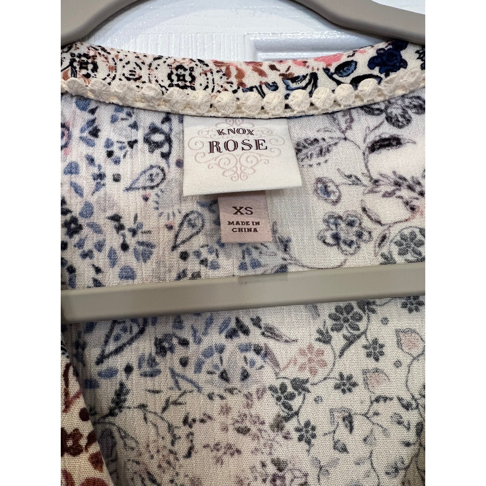Knox Rose Mini Dress Rayon Crinkle Floral Paisley Patchwork Boho Bell Sleeve XS