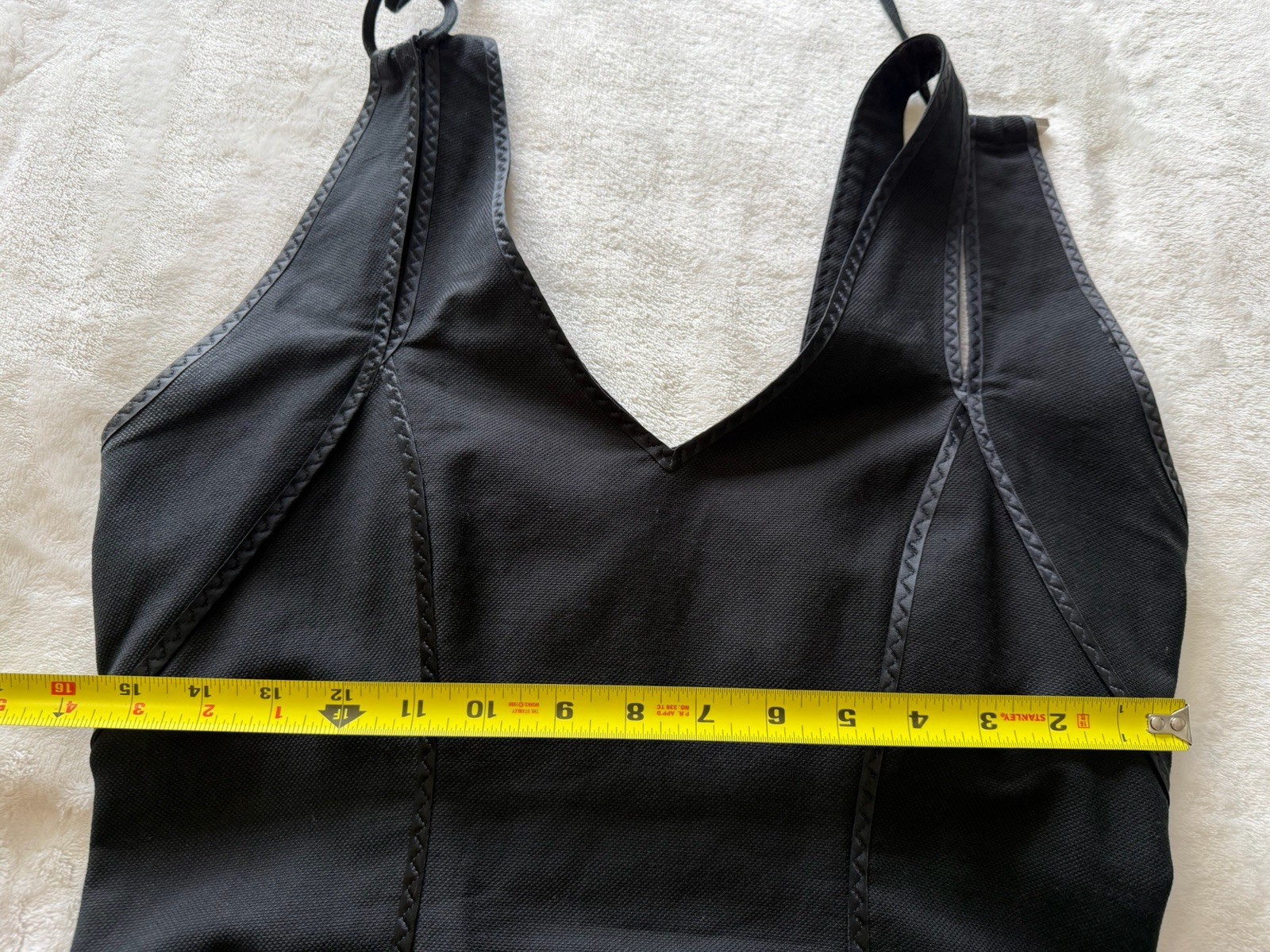 SPORTMAX Max Mara Sz US 12 Black Cotton Silk Trim Halter Pencil Midi Dress