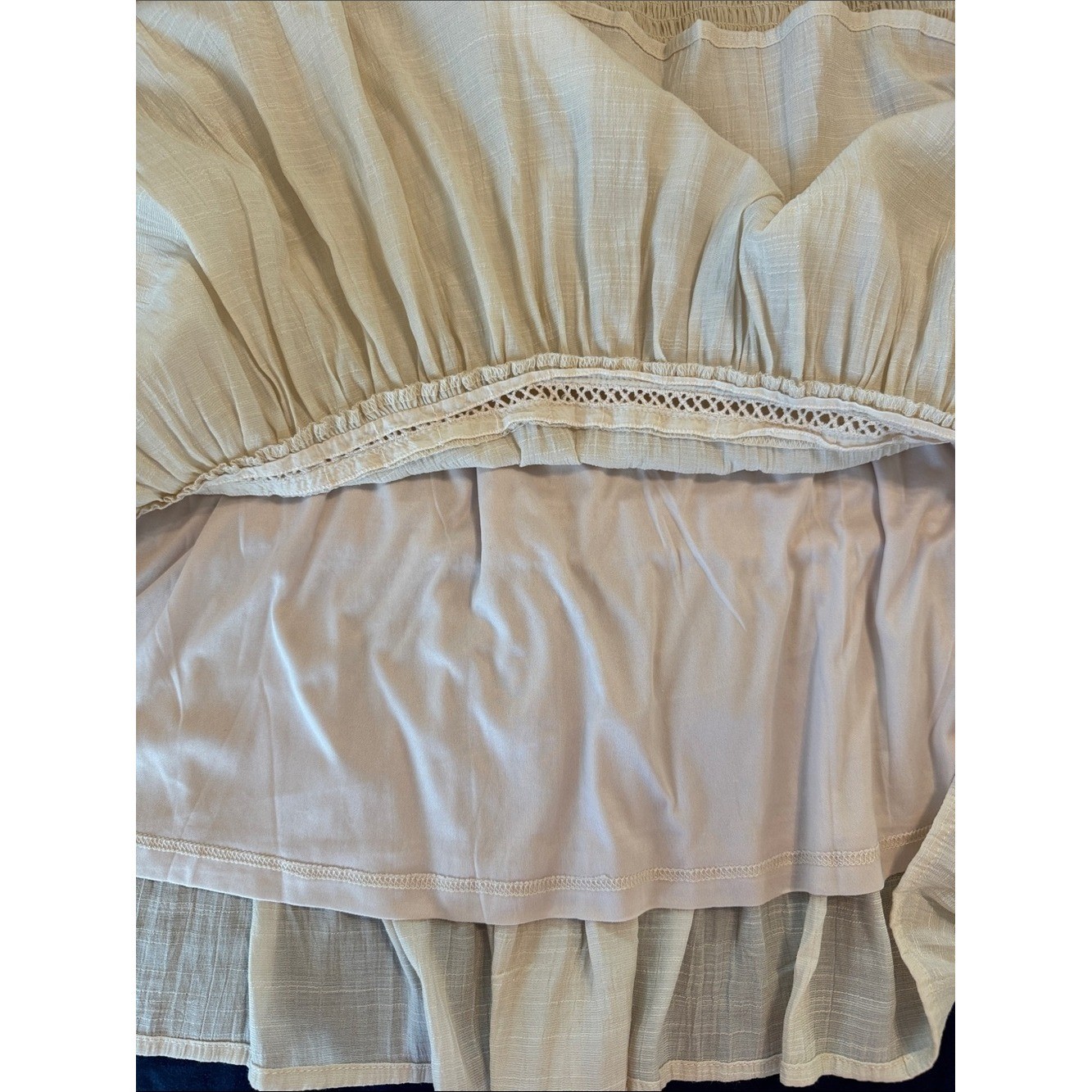 Cream Spaghetti Strap Button-Front Romantic Boho Sundress