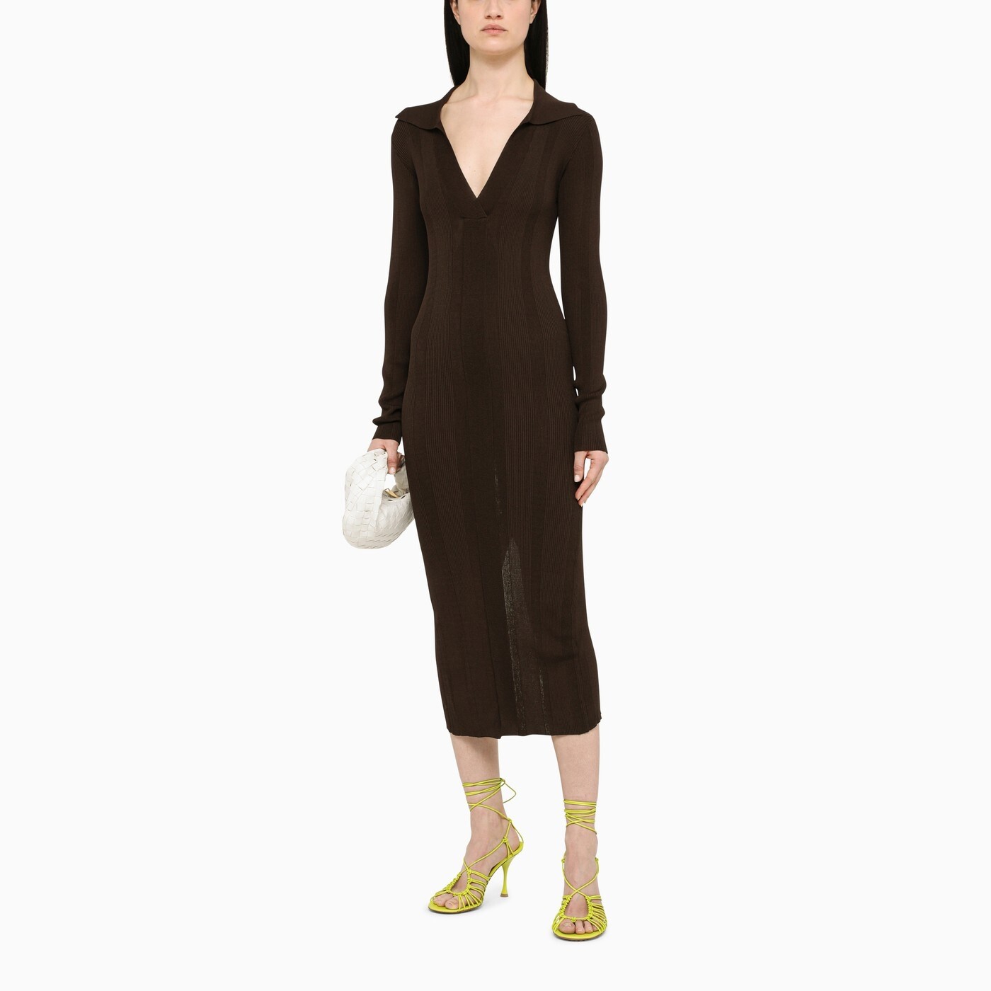 REMAIN Dress MIDI Birger Christensen Brown Viscose Nylon Sheath Dress SZ 6 New