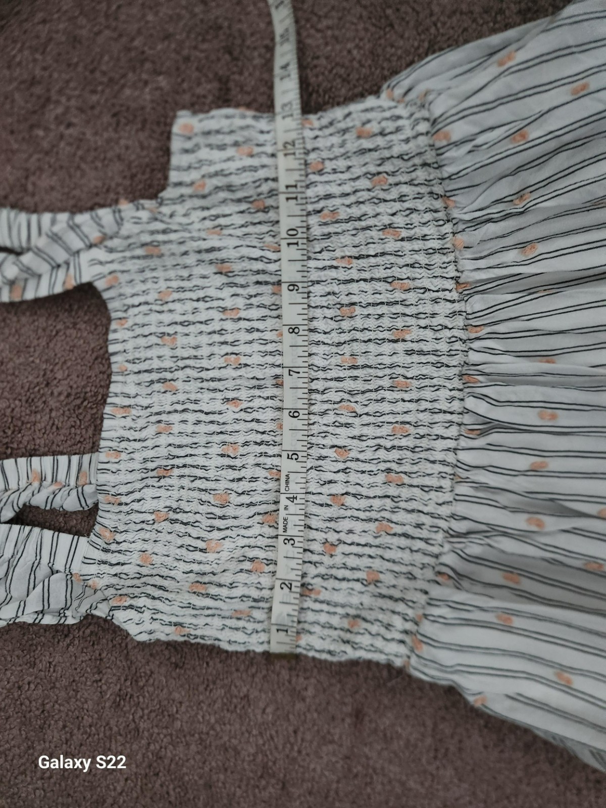 extra small white and blue striped loft dress long summer, small pink flower