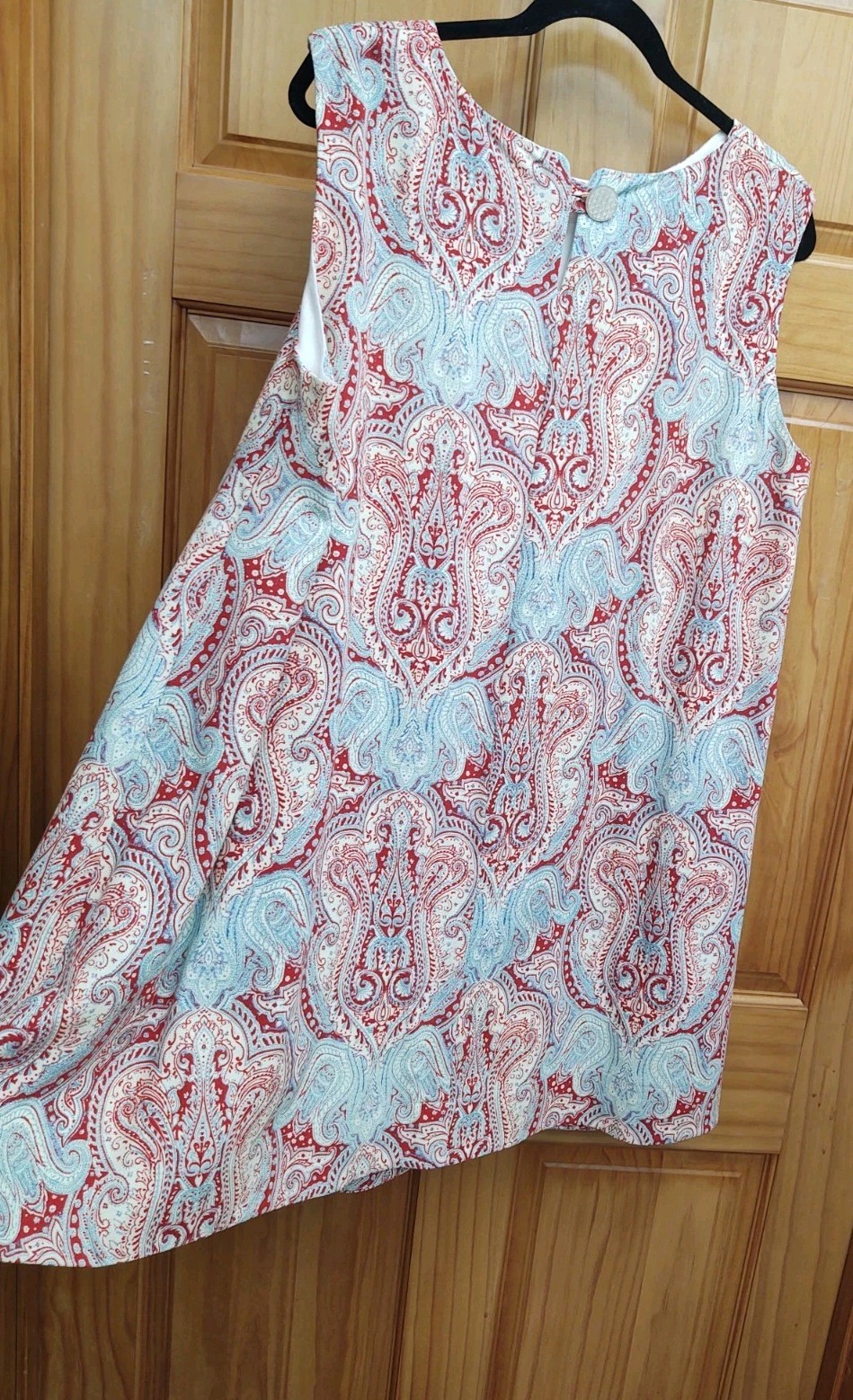 Handmade Viki Sews Pattern Swing Lined Tunic Red Blue Paisley Dress Size 18/20