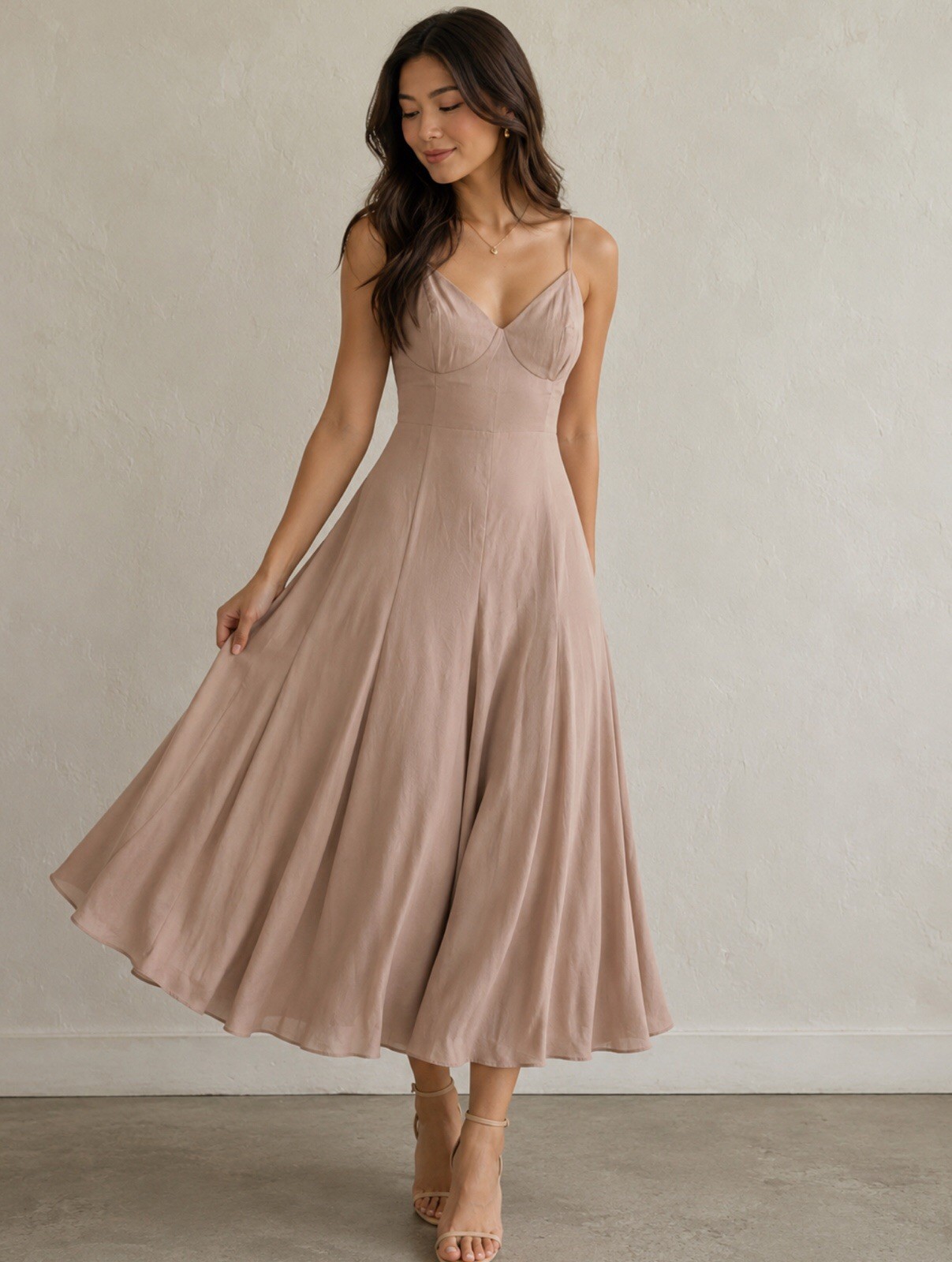 Express PinkHalter Midi Dress Size M Sleeveless Fit & Flare Open Back