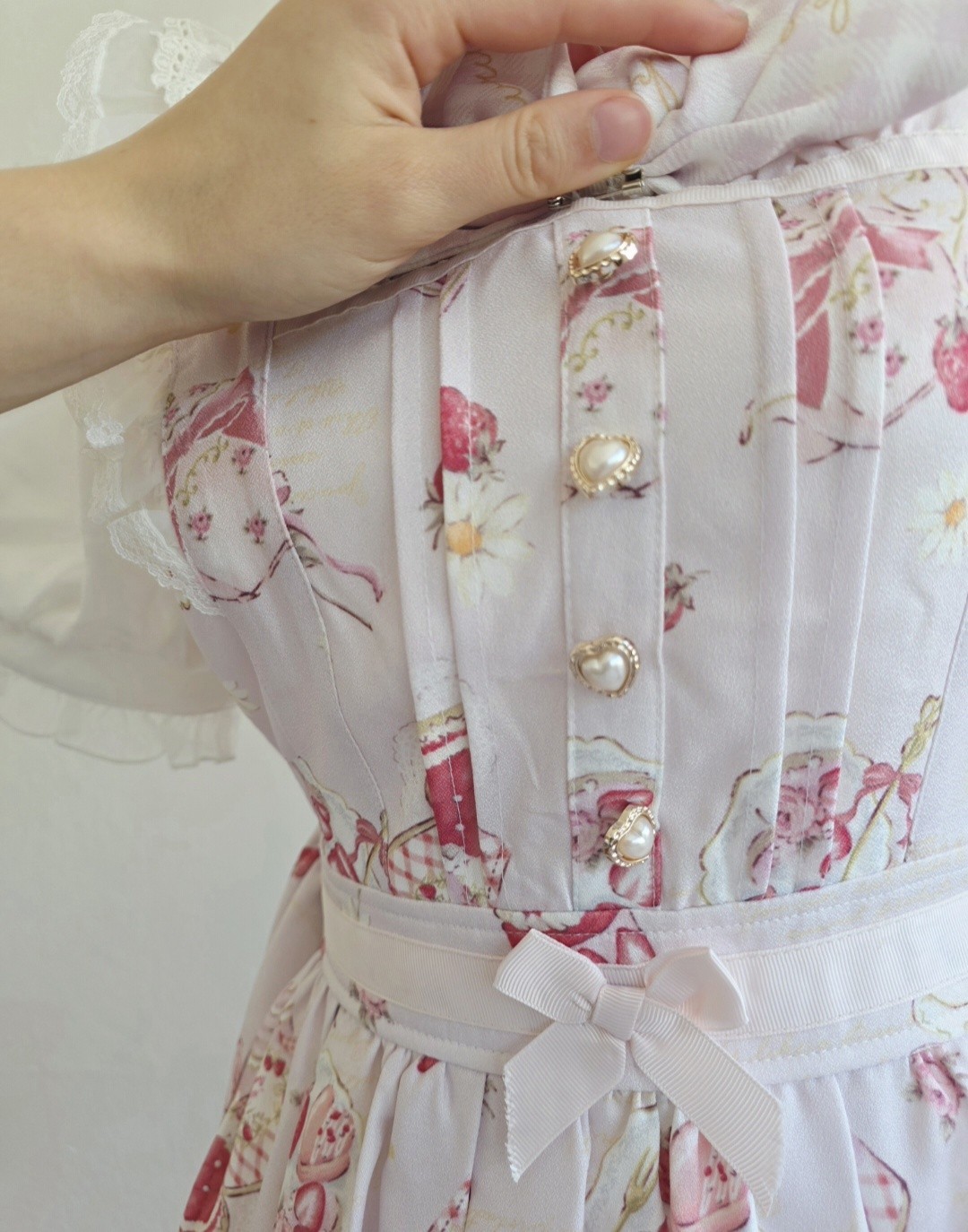 LIZ LISA Strawberry Tea Party Pink/White Patterned Women’s One-Piece Dress Japan