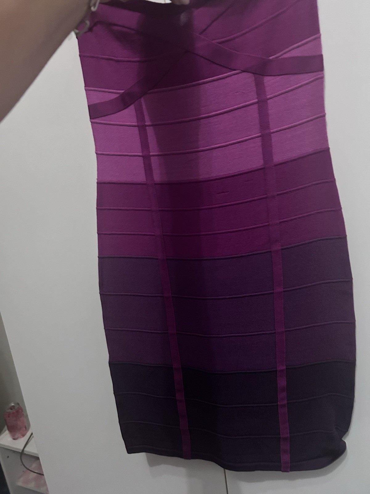 Authentic bebe Strapless Ombre Bandage Dress Purple Pink, Women’s L