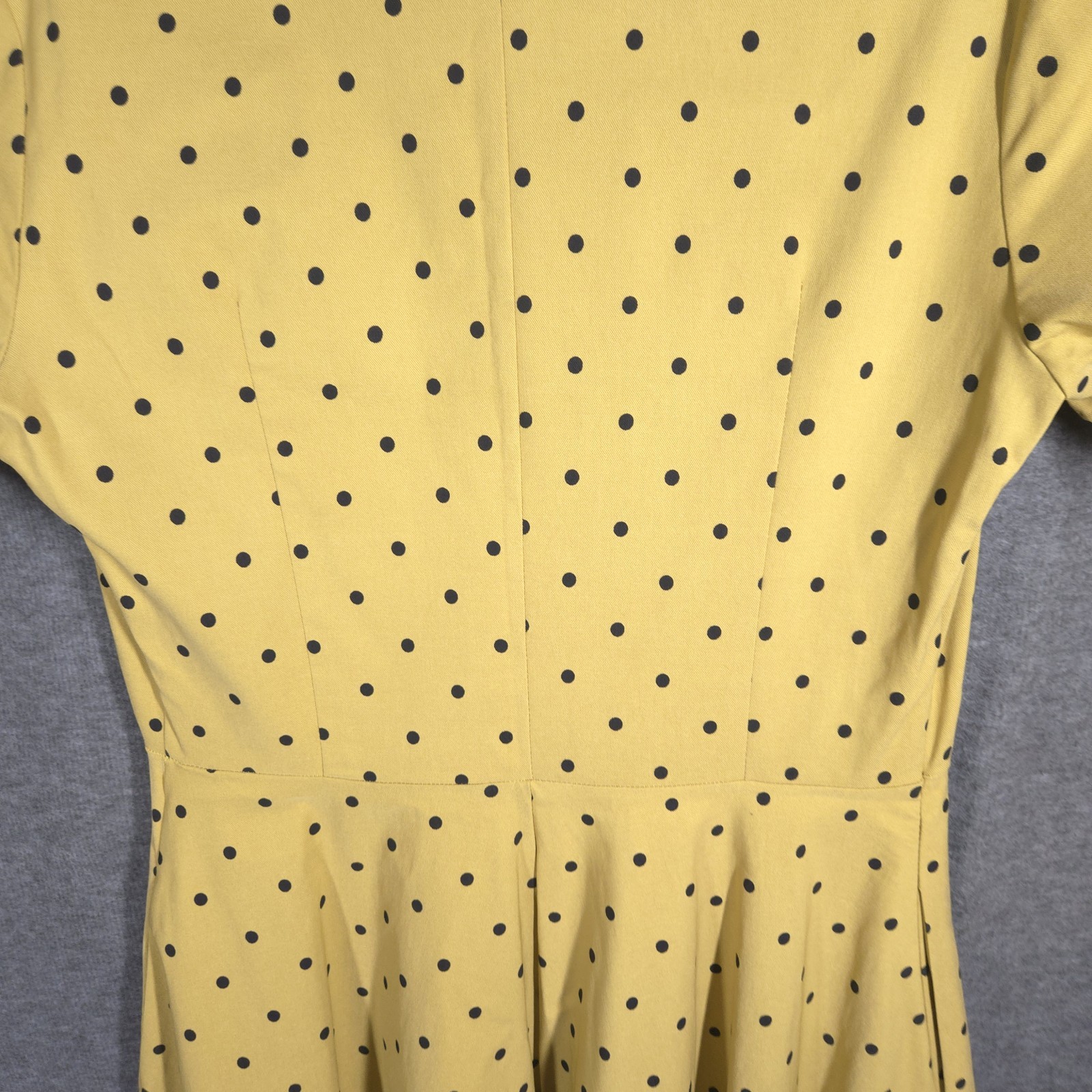 Gown Town Yellow Polka Dot Fit & Flare Dress Womens Large Retro Rockabilly Pin