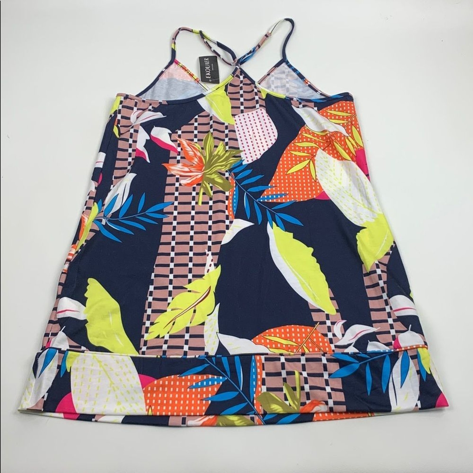 Ekouaer Colorful Sleeveless Tank Patterned Top Dress Racerback Size Small NEW