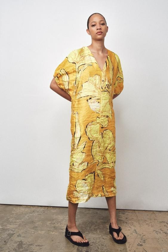 ZARA ZW COLLECTION PRINTED DRESS S
