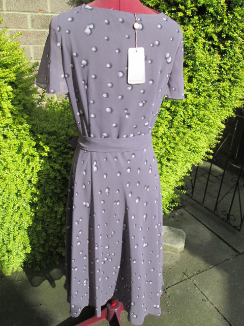 BNWT-JACQUES VERT SPL OCCASION SILKY POLYESTER FIT & FLARE DRESS-SASH BELT-10.
