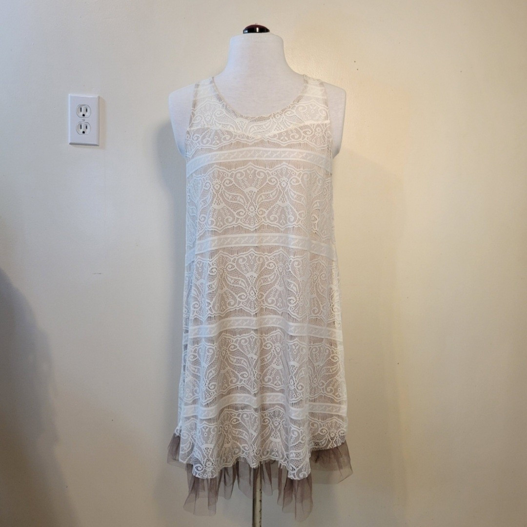 Hem & Thread: Women’s Small Lace Pull-over Cover-up Long line Tank Top Dress