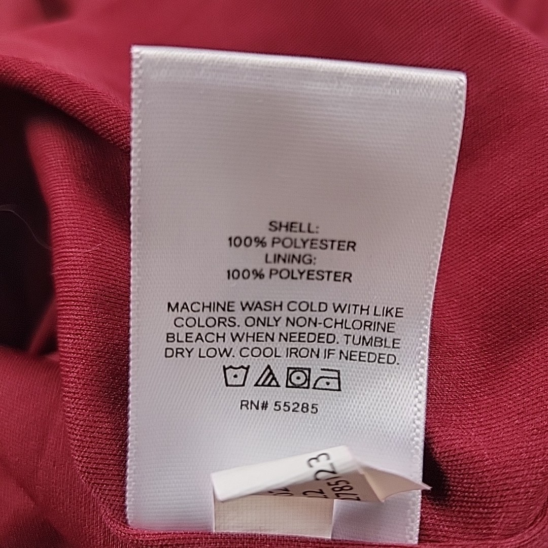 Express Maroon Sz S Elegant Long Sleeve Dress Pleated Mock Neck Button Cuff