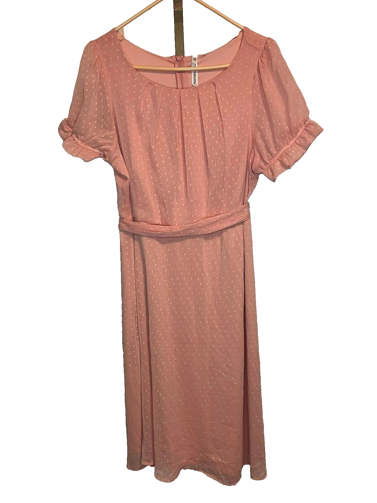 NY Collection Women’s Pink Chiffon Knee-Length Daytime Midi Dress PXL New Tags