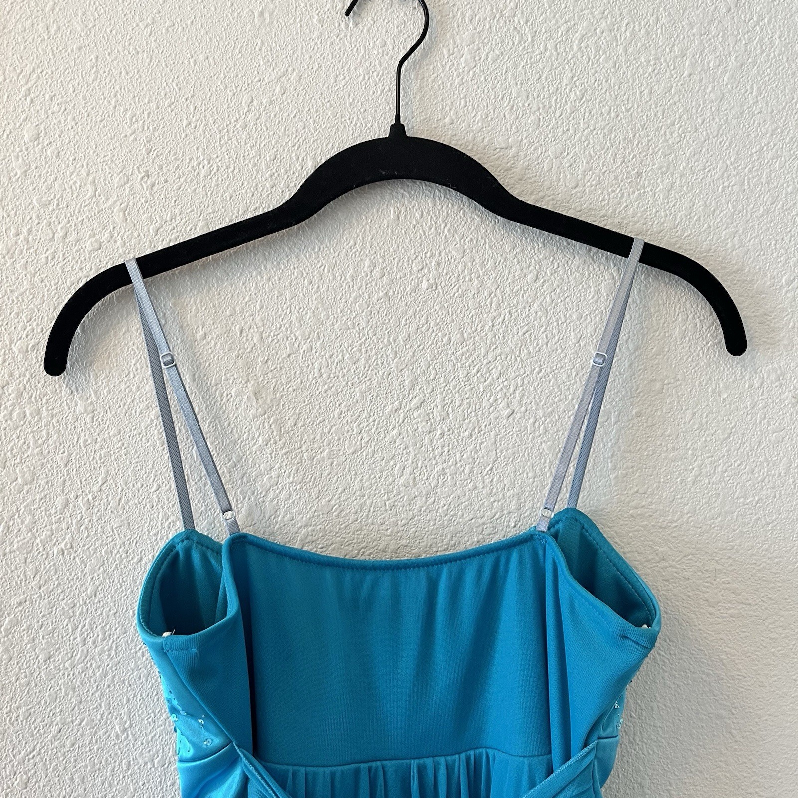 VINTAGE Y2K Ruby Rox Mini Dress Large Sequin Bow Teal Blue Babydoll Cute