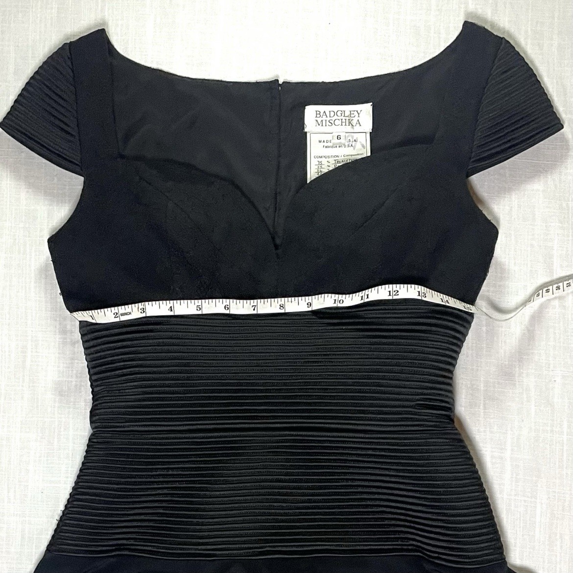 Vintage Badgley Mischka Archival Runway Sample Silk Corset Black Guest Dress 6