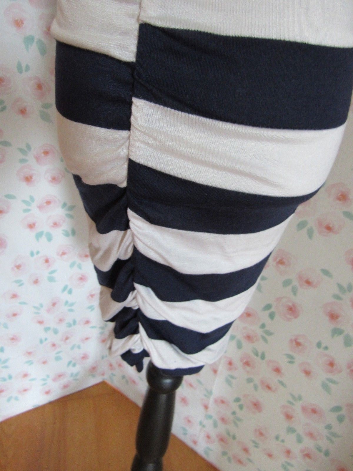 WINDSOR, JUNIOR’S NEW Navy/White Poly Bl Striped 3/4 Sleeved Striped Dress, Sz S