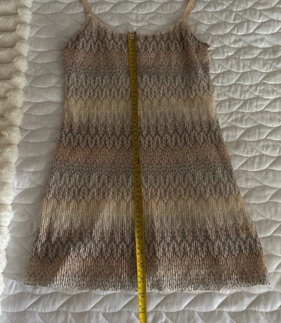 🪴Intimately Free People Beige Pink Gray Abstract Knit Slip Mini Dress XS