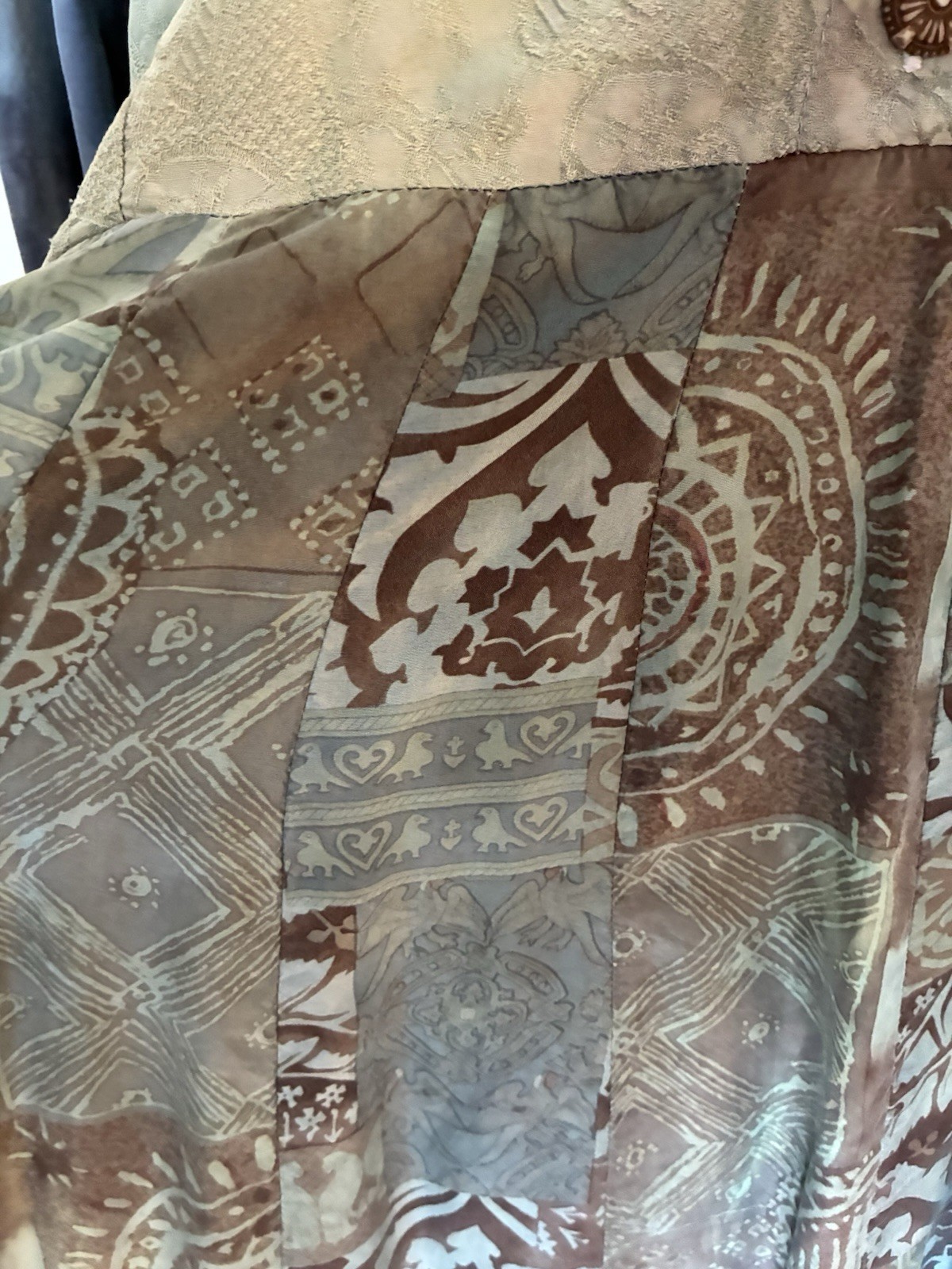 URU St. Rrik 100% Silk Rayon Dyed Artsy Boho Lagenlook Maxi Art Wear Dress M/L