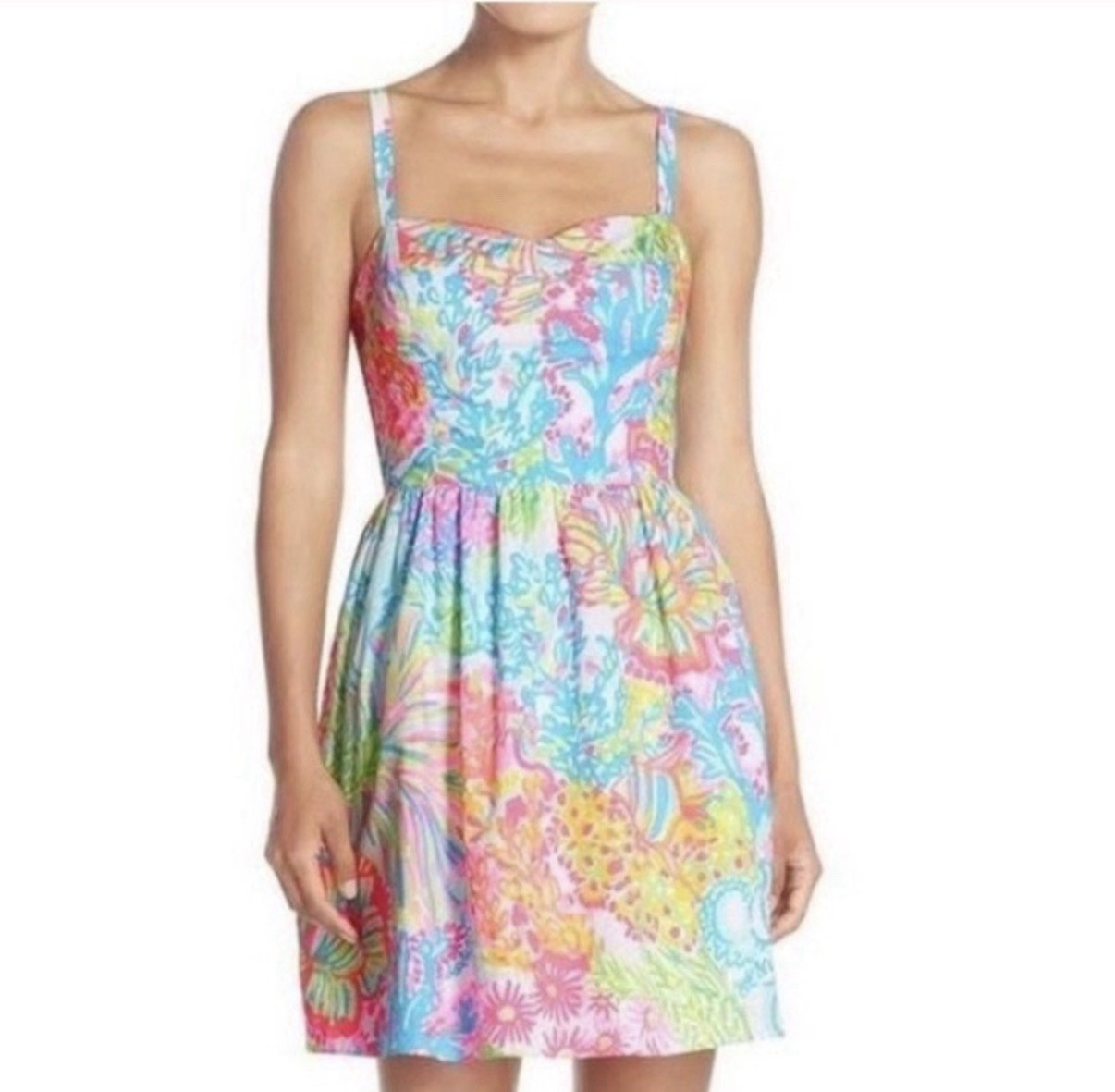 Lilly Pulitzer Ardleigh Lovers Coral Size 0 XS Bright Multicolor Floral Neon EUC
