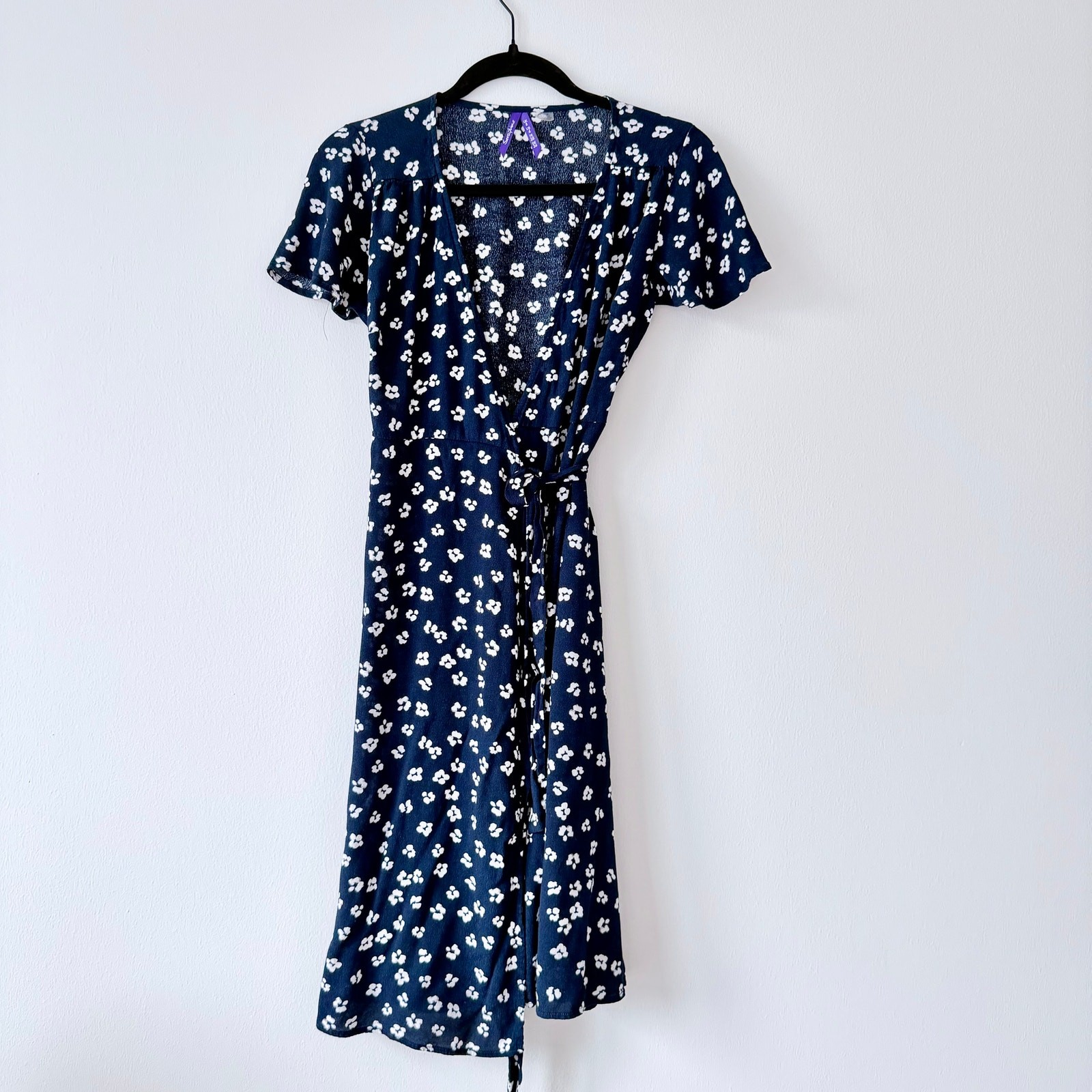 Seraphine Navy Floral Wrap Midi Dress – Size US 4