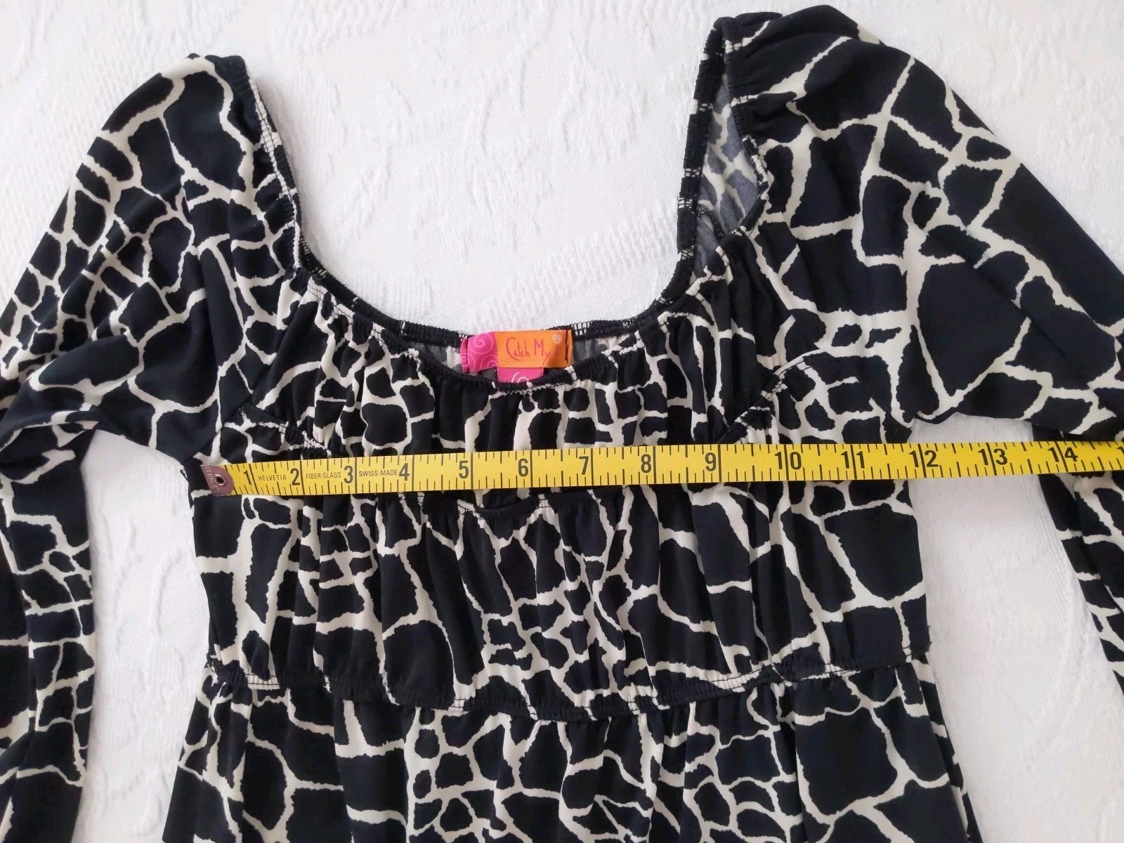 DRESS Black white short stretch, Catch My I brand, Animal Print, Size Small