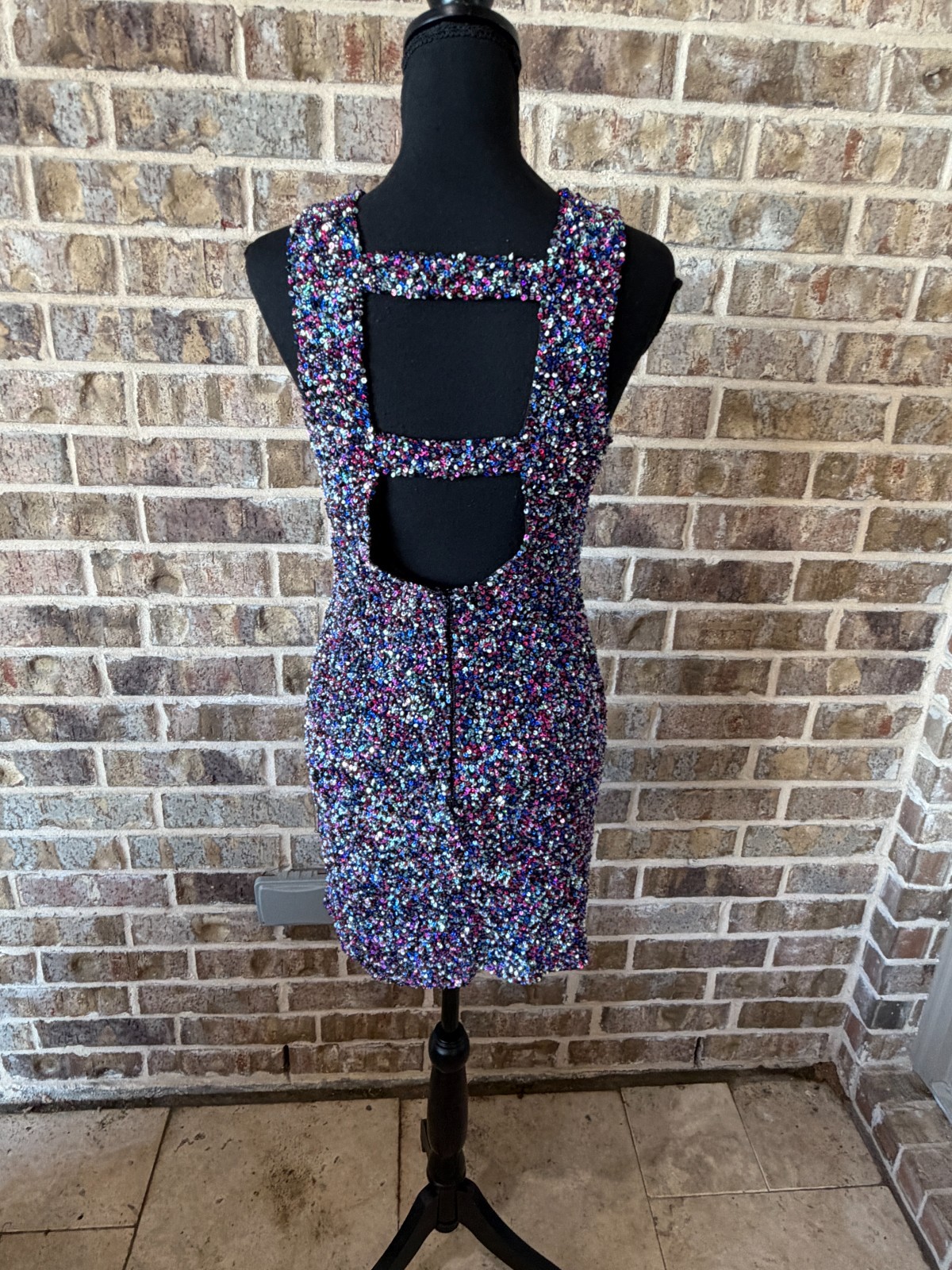 PARKER sequin-embellished mini cocktail dress multi-color size small sleeveless
