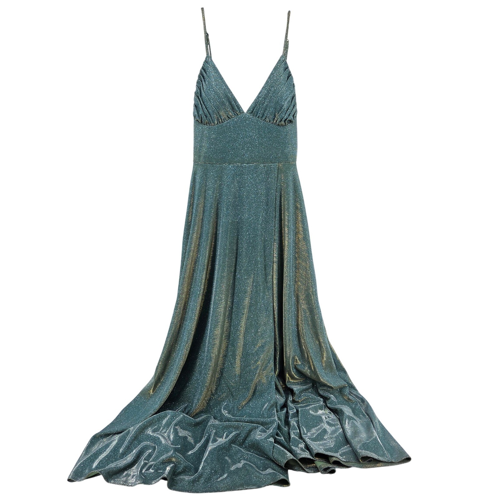 City Vibe Formal Gown 8 Sage Green Gold Metallic Shimmer Glam Prom Evening Wear