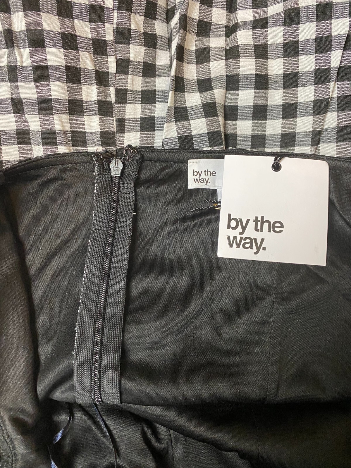 $64 NEW By The Way Roselyn Gingham Mini Dress Black & White Check XXS, XS, S, M
