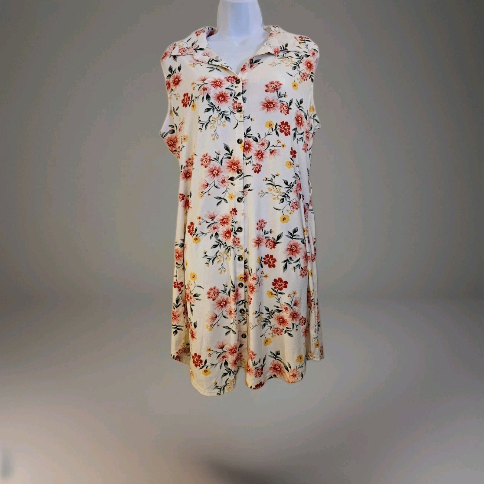 No Bounderies Button Up Pink Floral Lace Cutaway Back Dress Pre-own Sz XL 15/17