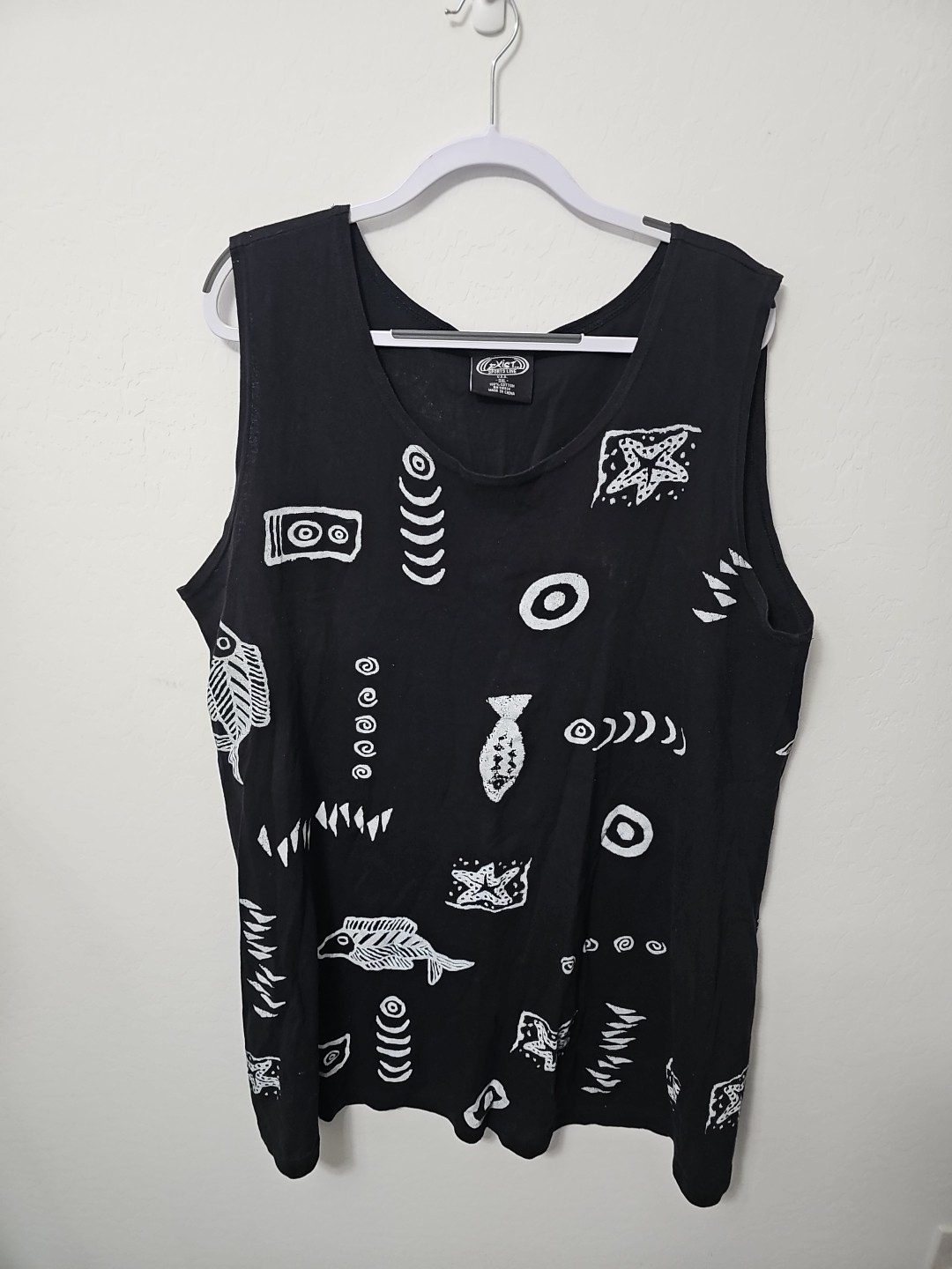 Vintage 1990s 3xl Exist Sports Line Sleeveless Cotton Mini Shift Dress/Beach…