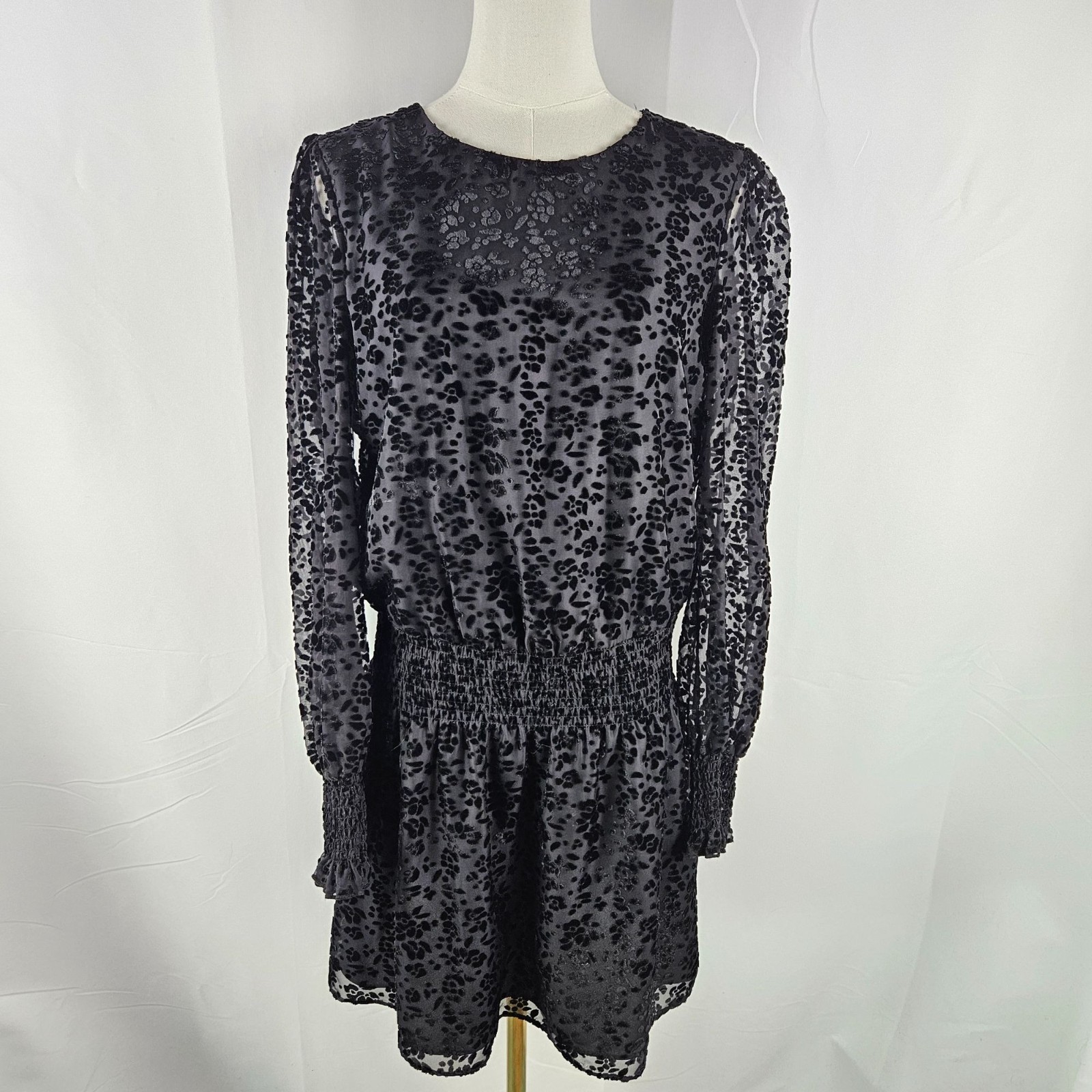 Parker Carmindy Burnout Velvet Mini Dress Medium Black Whimsigoth Frilly