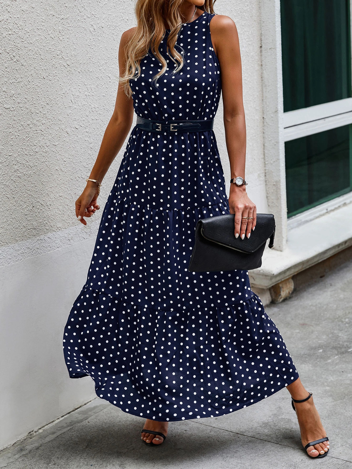 Ladies A Line Cut Ruffle Hem Louniche Maxi Dress