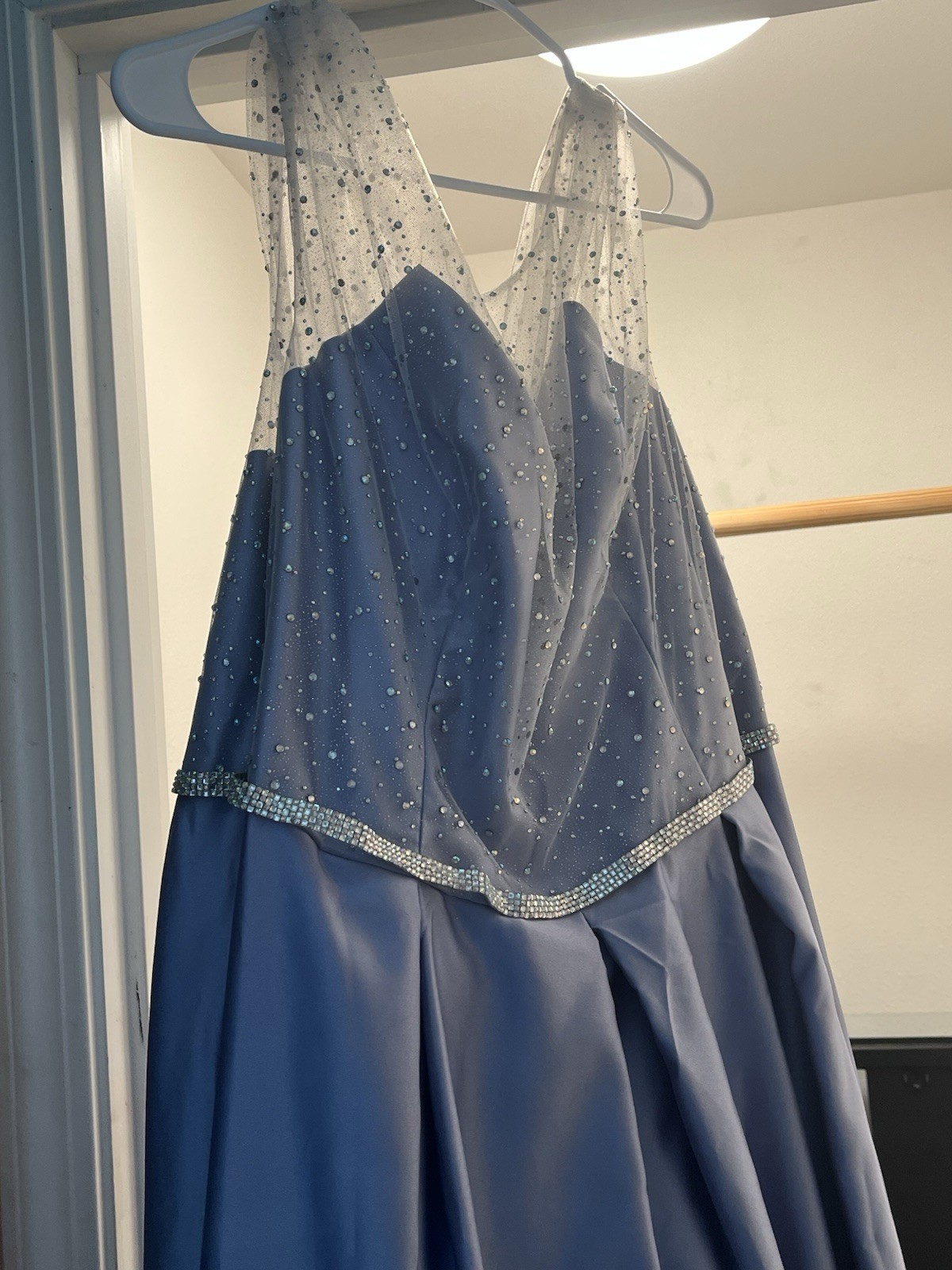 JULES AND CLEO Satin Ball Gown with Sheer Embellished Top STYLE# D24NY23015