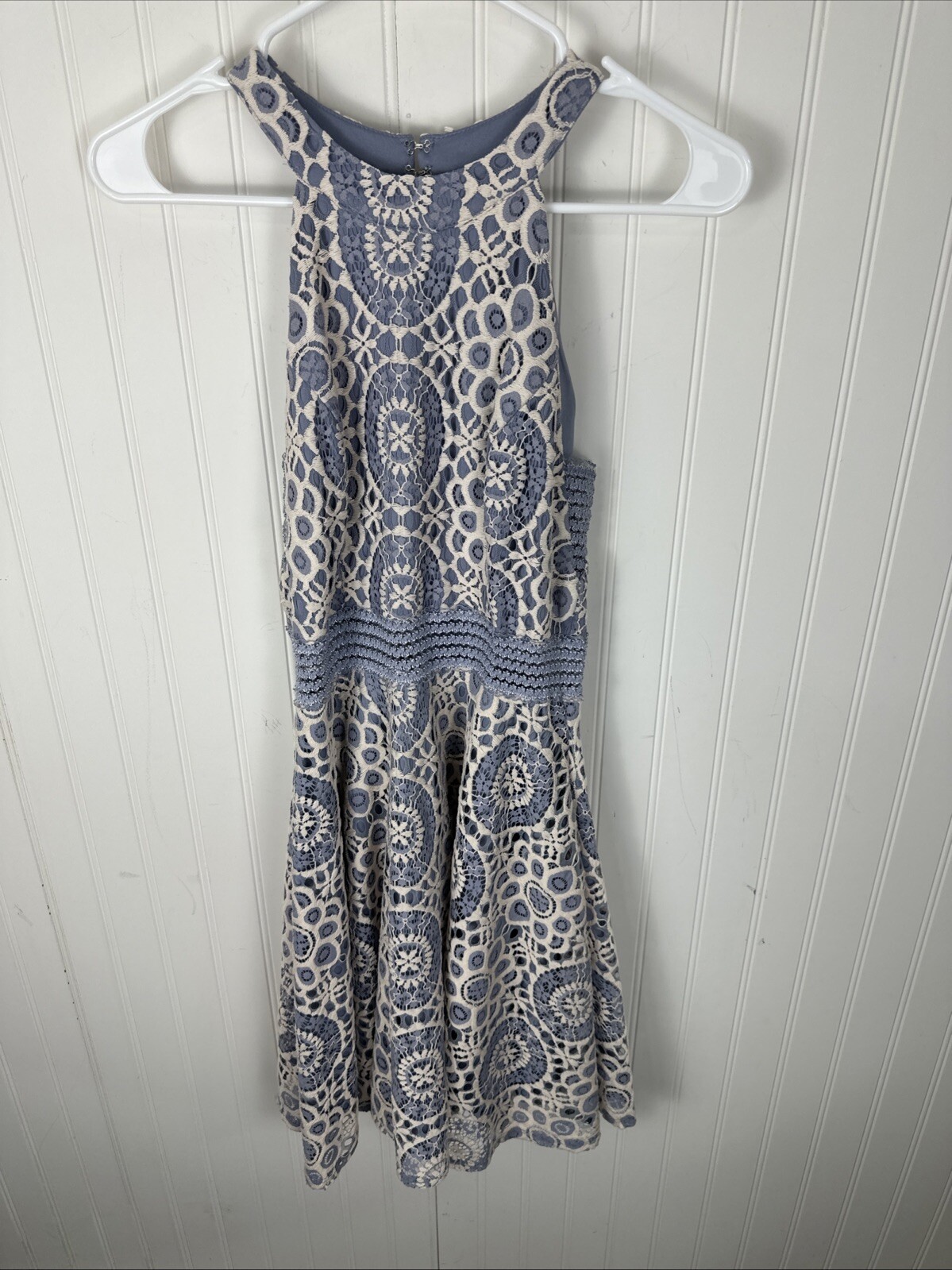 City Triangles Womens Blue and Ivory Sleeveless Fit & Flare Dress Size M