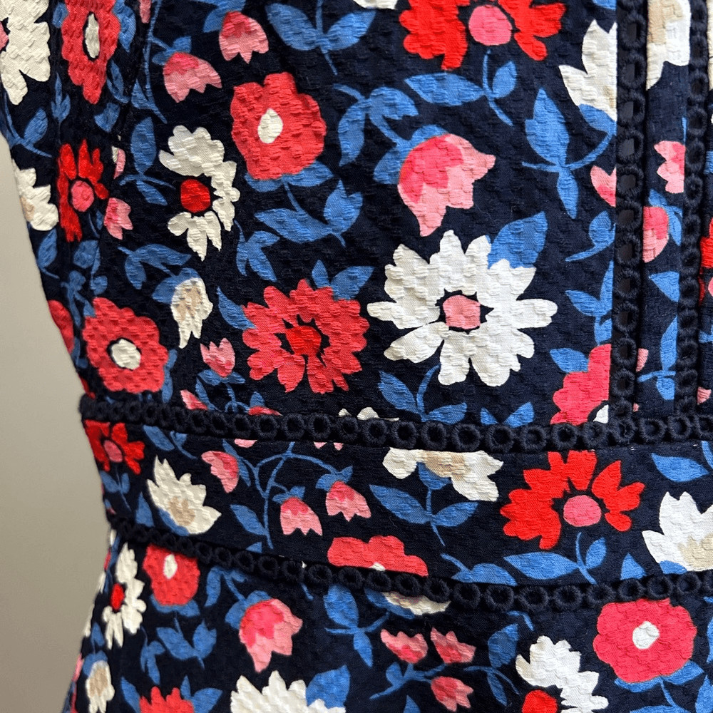 Kate Spade Blue and Red Sleeveless V-Neck Sheath