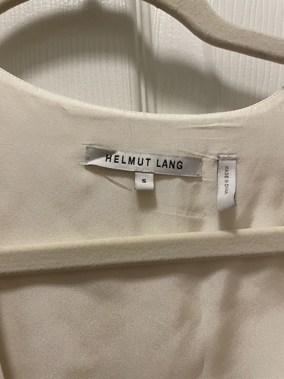 HELMUT LANG V-Neck Silk Shift Dress in White (Size S)