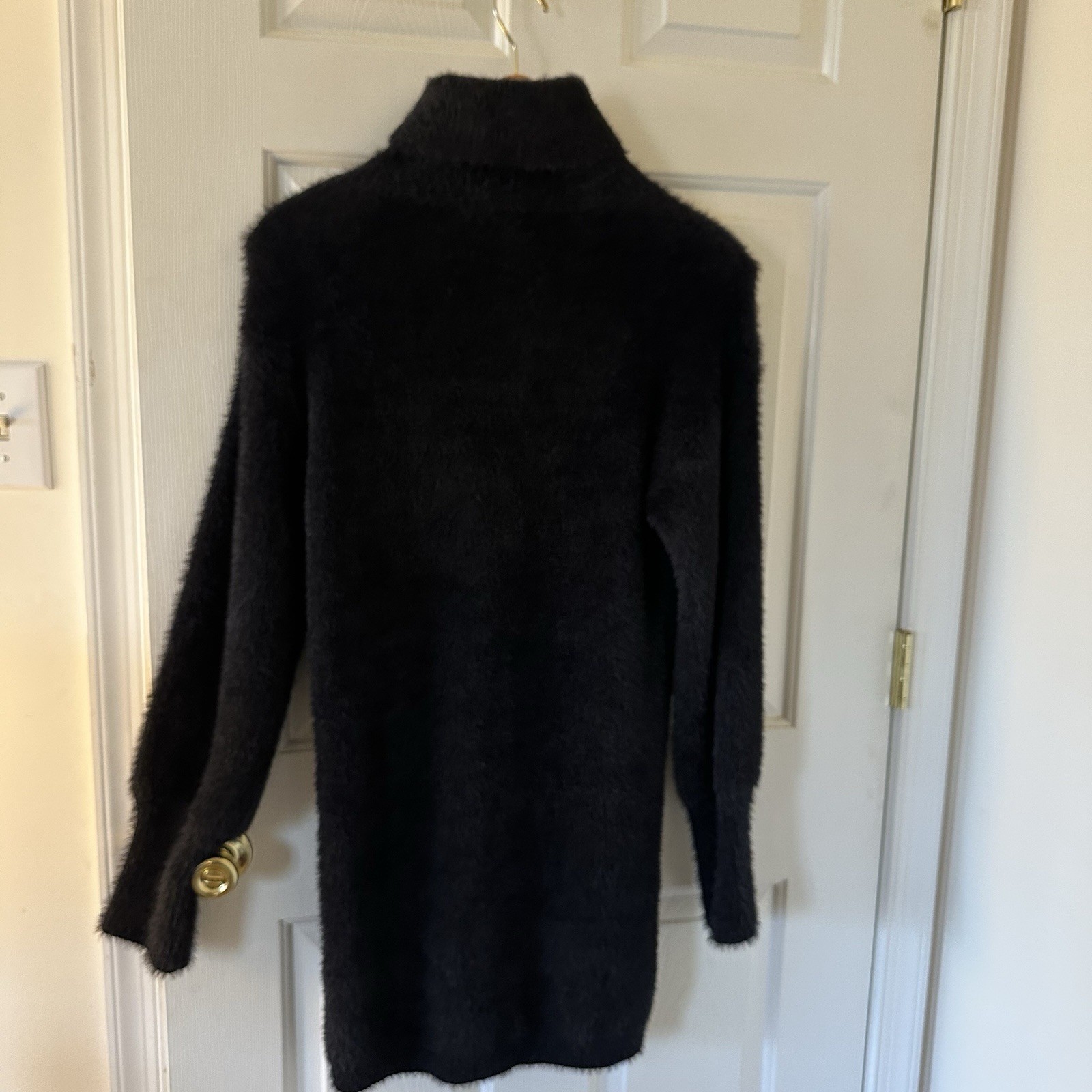 NEW &merci Womens Size Small Black FUZZY Turtleneck Dress WARM Boutique Store