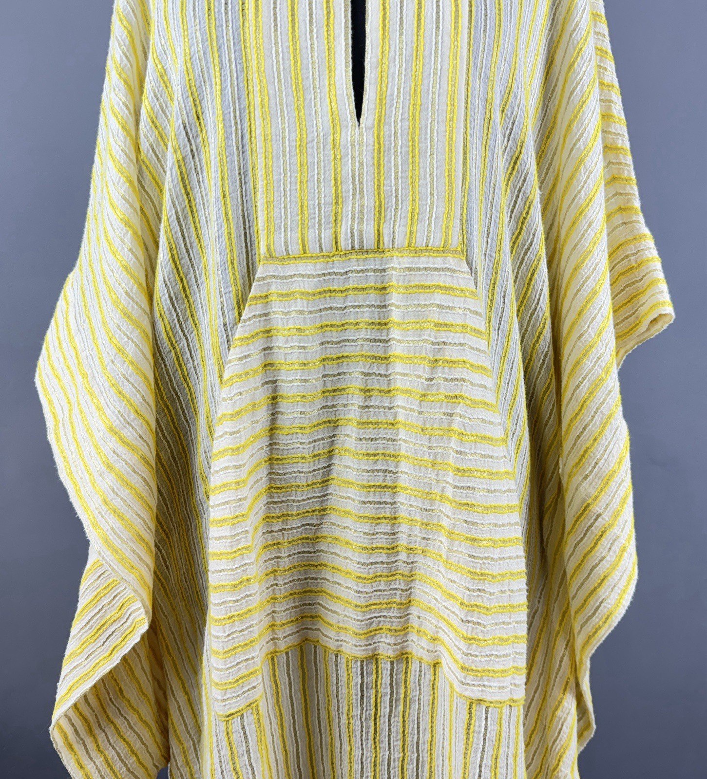 ZEUS DIONE Yellow Striped Oversize Kaftan Style Kimono Dress Size 44