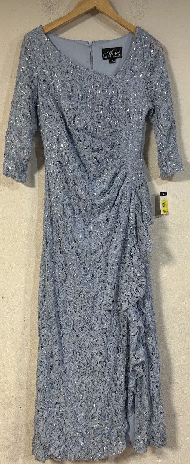 Alex Evenings Lace And Sequin Cascade Ruffle Dress Hydrangea Color, Prom Sz. 8*