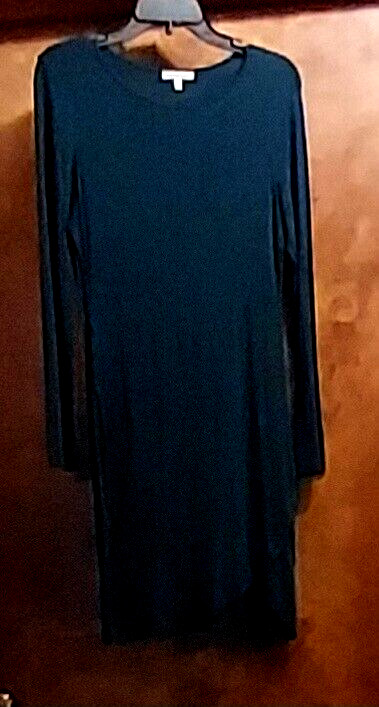 Charlotte Russe Ladies’ LS Dress, Sz M, Scoop-Neck, Over the Head, Dark Green