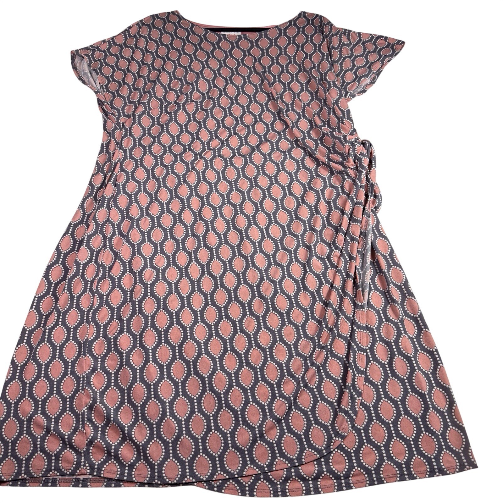 Robbie Bee Dress Signature Pink/Grey/White Sleeveless Tie Sz 2XL Office Party
