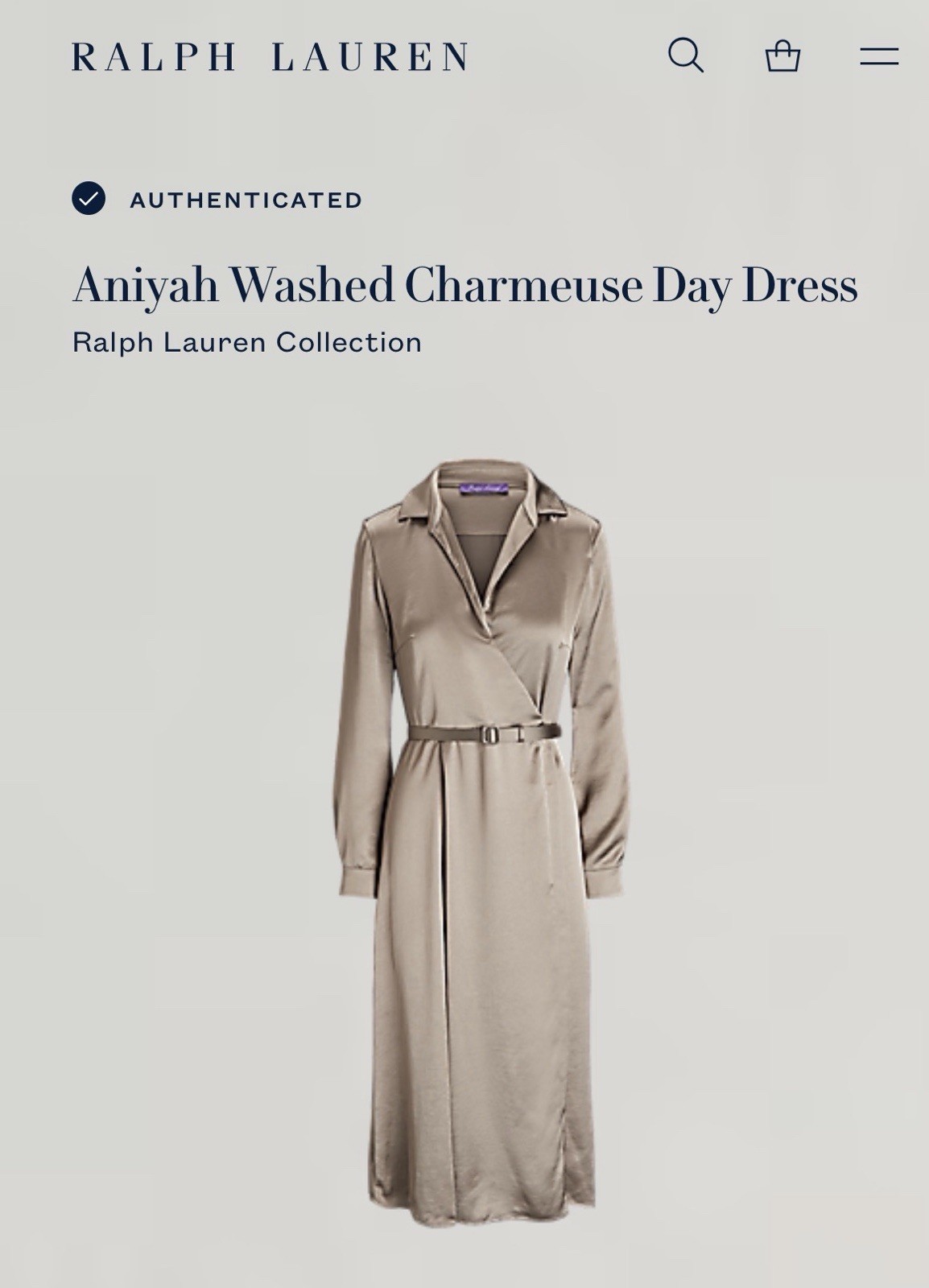 NWT $2690 Ralph Lauren Collection Aniyah Washed Charmeuse Day Dress Sz 16