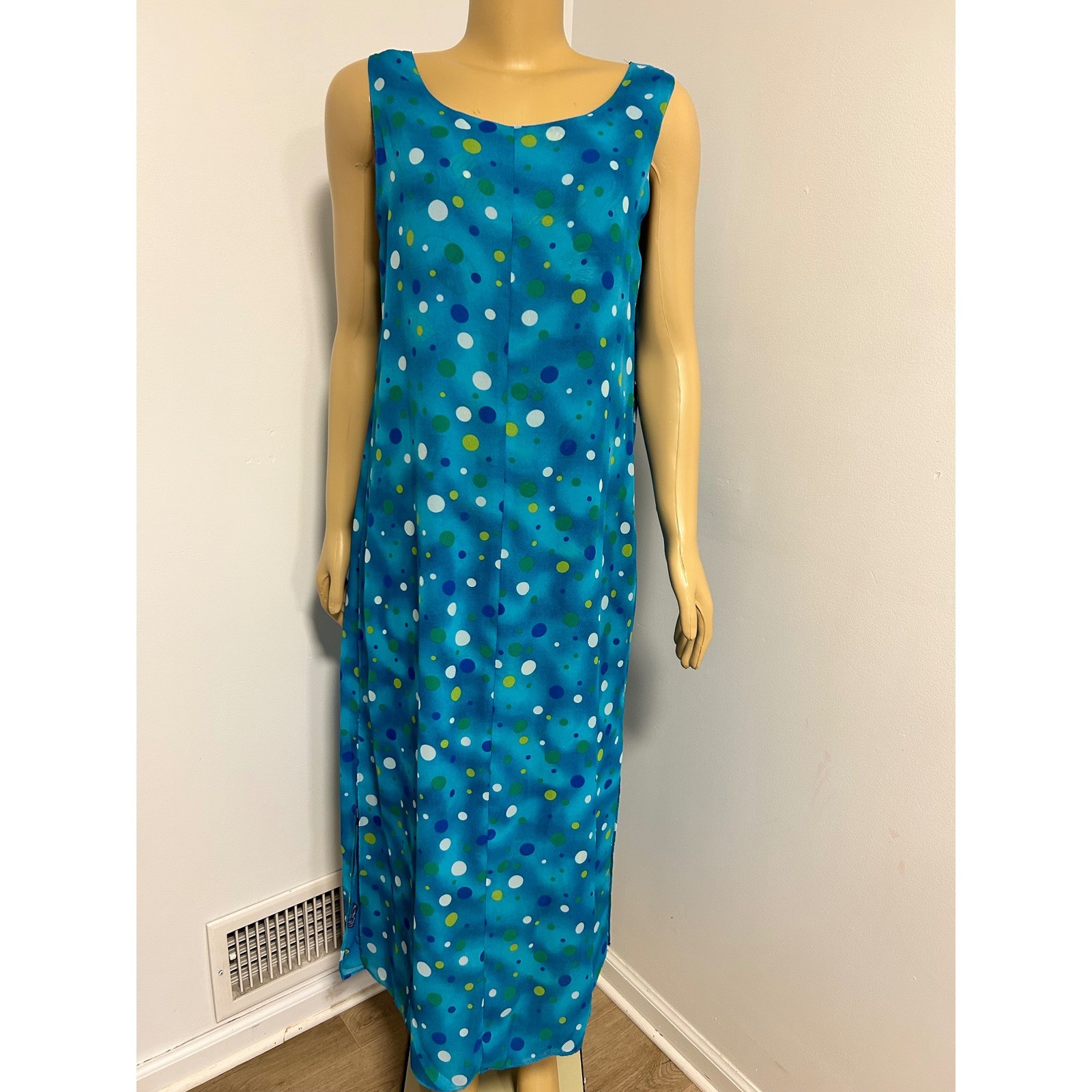 Y2K Style Reversible Blue Maxi Dress Novelty Shoe Bag Print Polka Dot Large