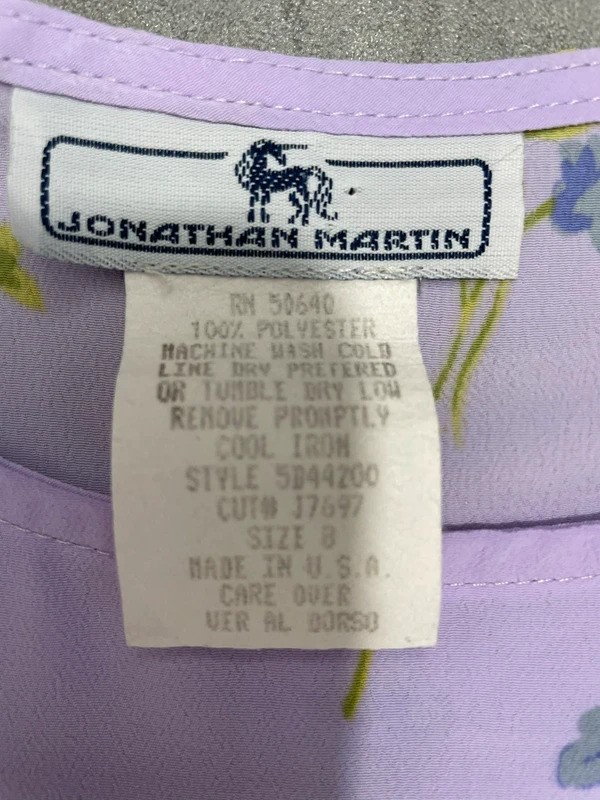 Vintage 90’s Jonathan Martin Lavender Dream Mini Dress Size 8USA xxxs (UK 2)