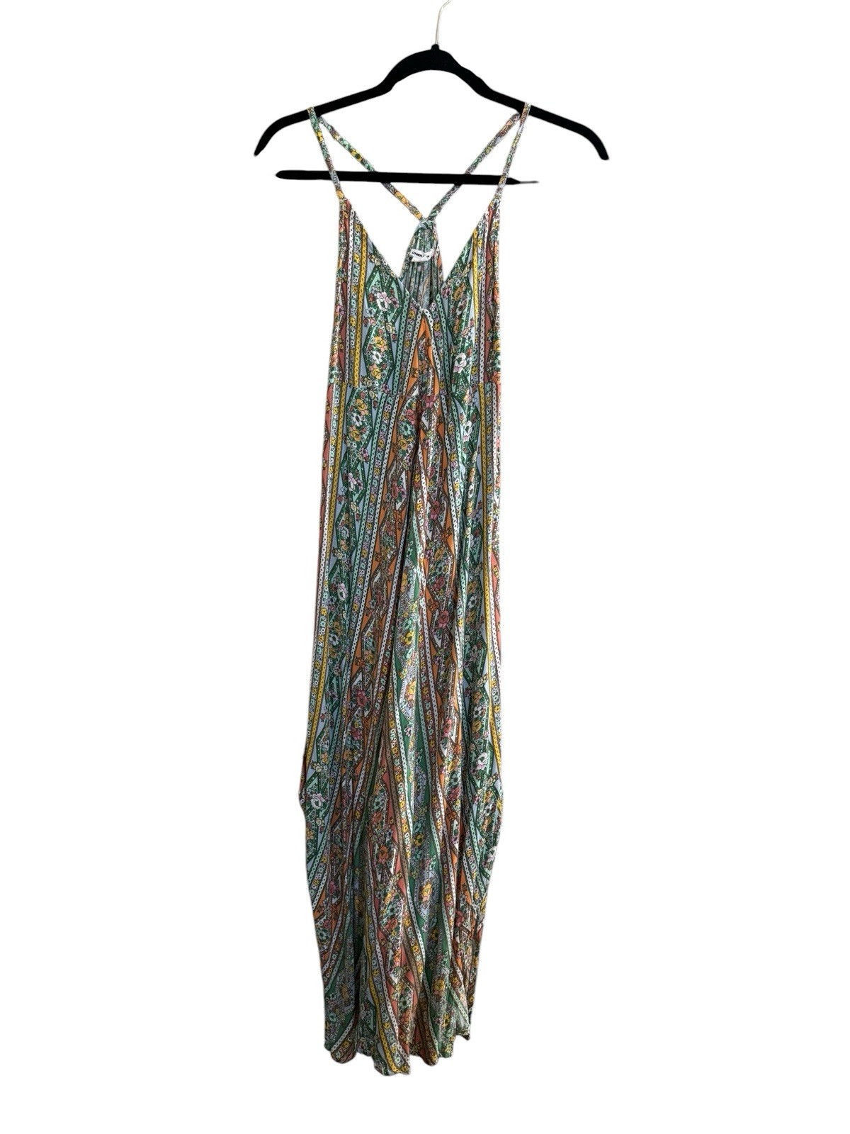 ONeill Womens Small ARIES Midi Tank Coverup Dress Jade Green Floral EUC #NE75