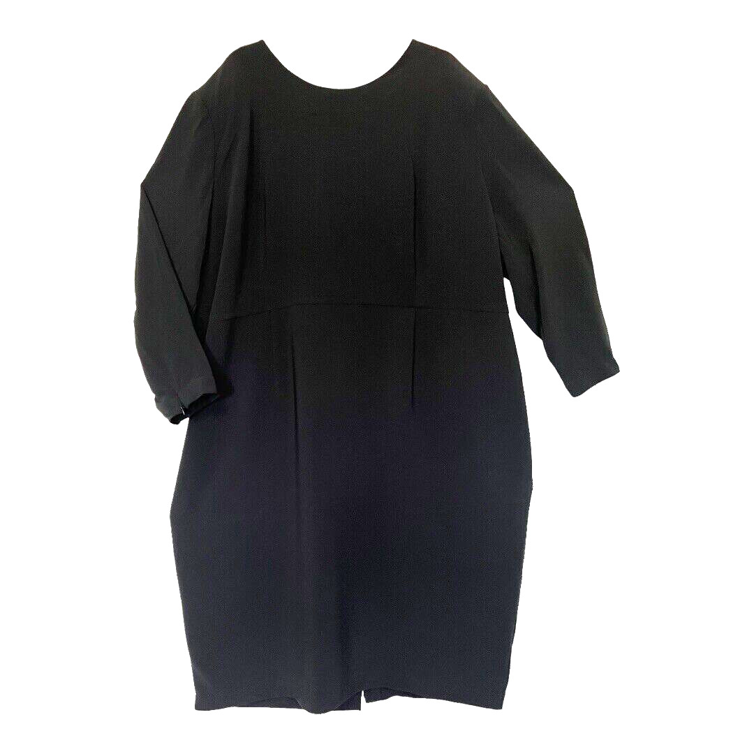Sergio Hudson Midi Dress 1X Black Sh Pads Classic Minimalist Mob Wife Capsule