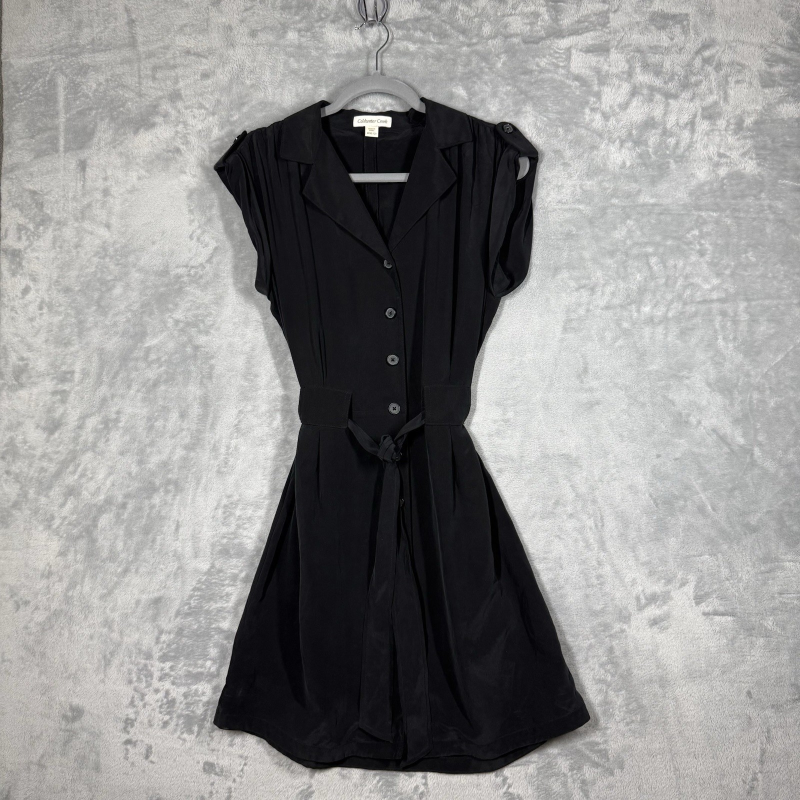 Coldwater Creek Women Dress Black Size M (10-12) Washed Silk Tunic Mini Shirt