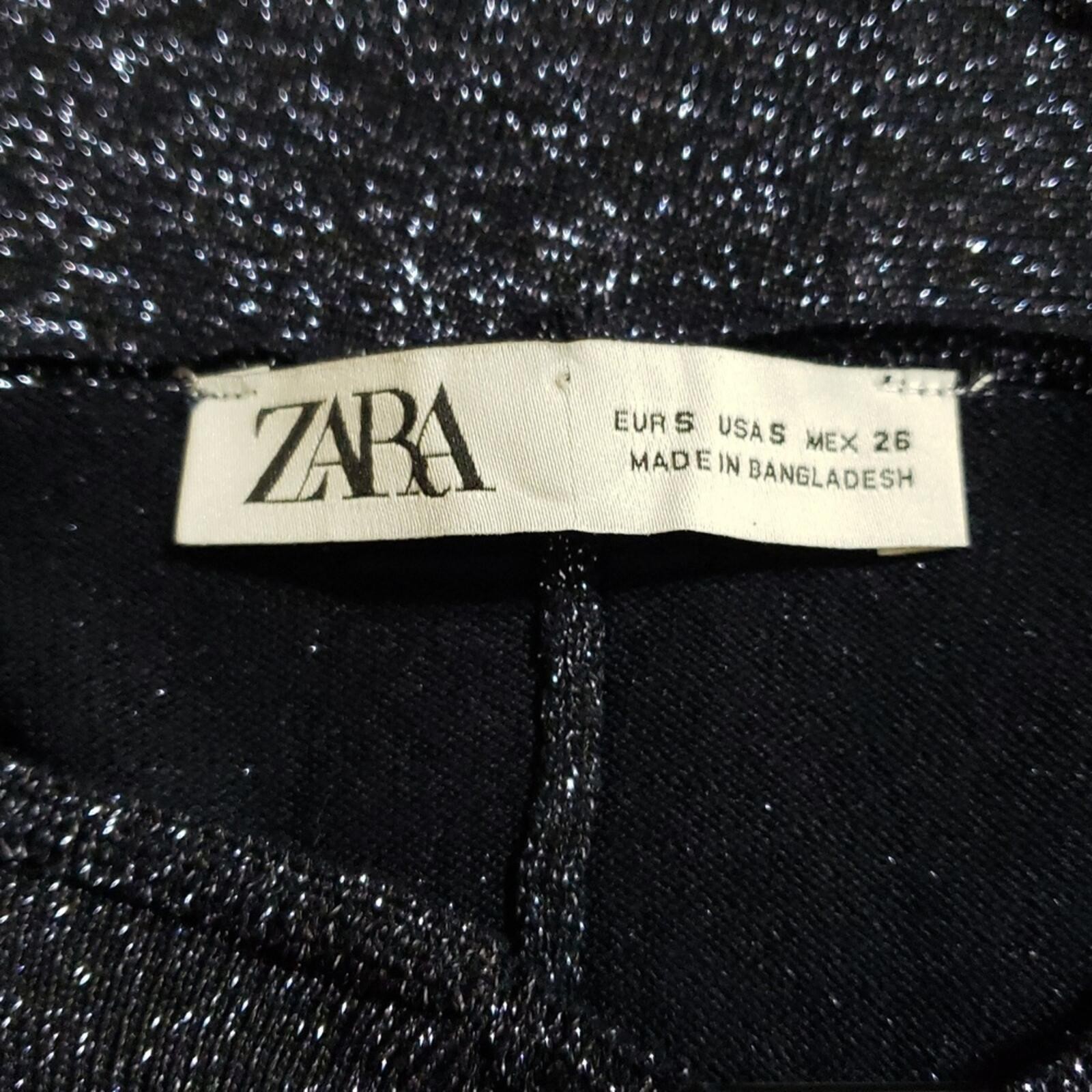 Zara Woman Blue Metallic Thread Knit Midi Dress.  Size: Small