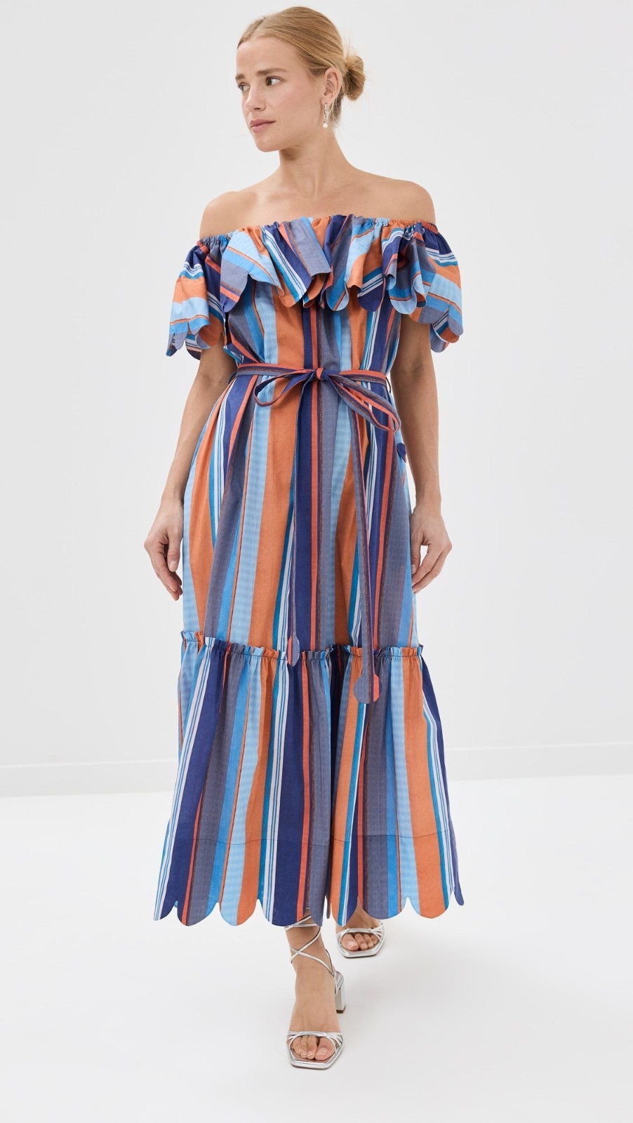 NWT HORROR VACUI Aya Patchwork Dress Scallop Striped sz Small